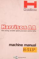 Harrison-Harrison AA, 13\" Lathe Operations Maintenance Parts and Wiring Manual-AA-01